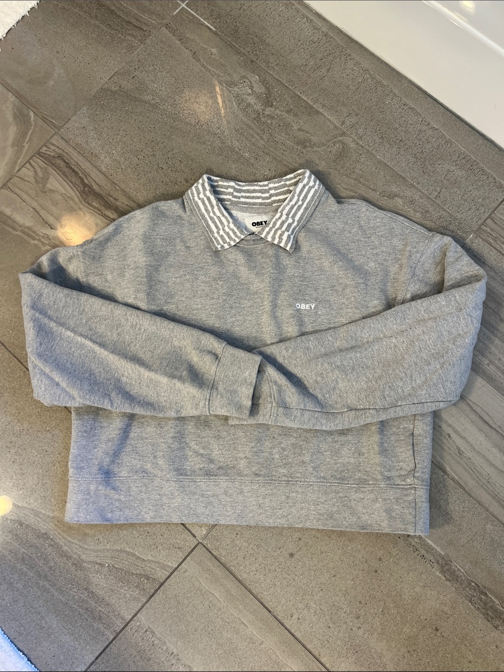 Obey Striped Collar Crewneck